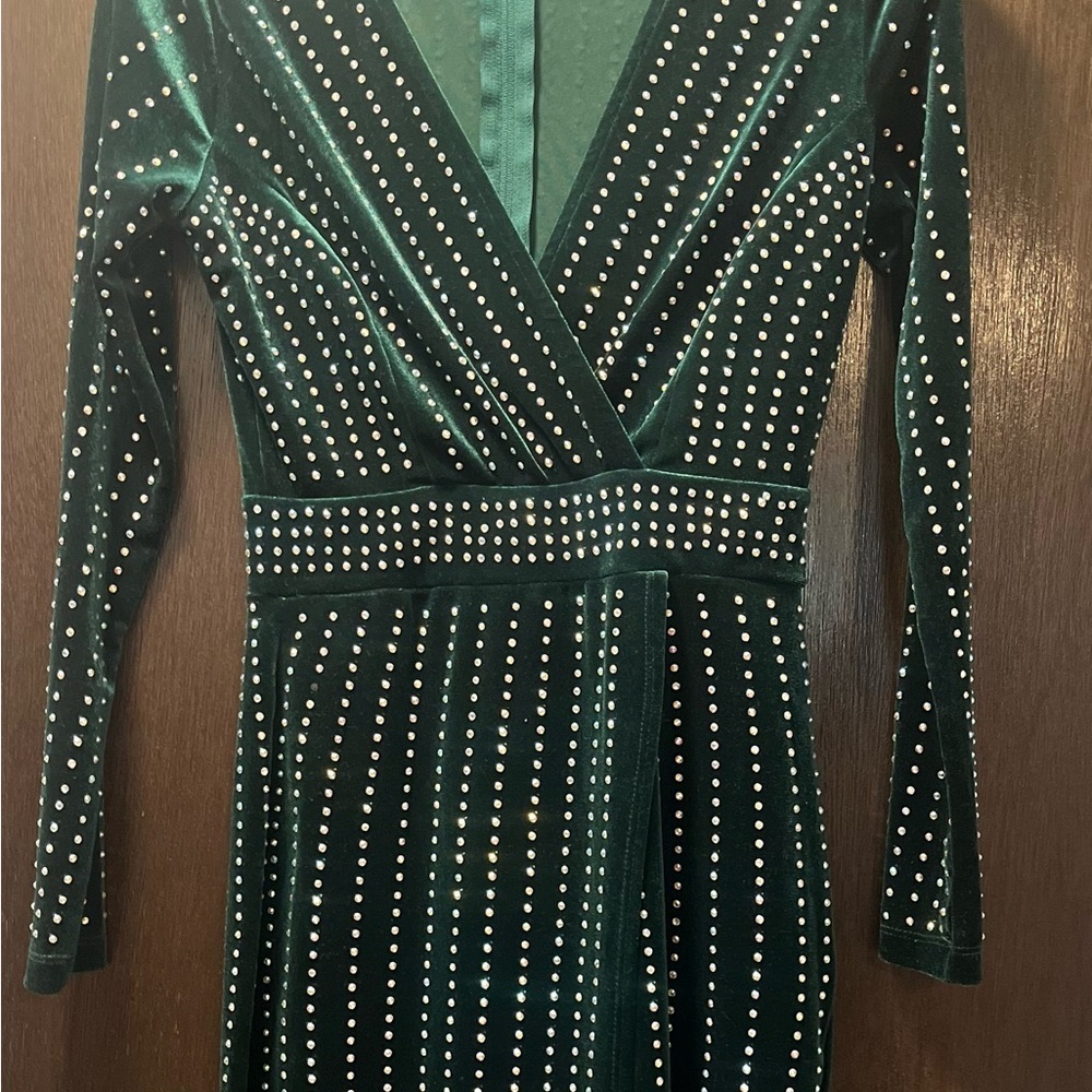 Windsor Green Bodycon Dress with Silver Embellishments